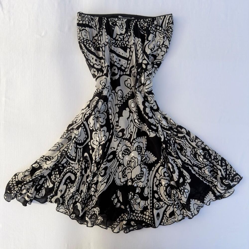 Dressbarn Black & White Floral Maxi Skirt Size M